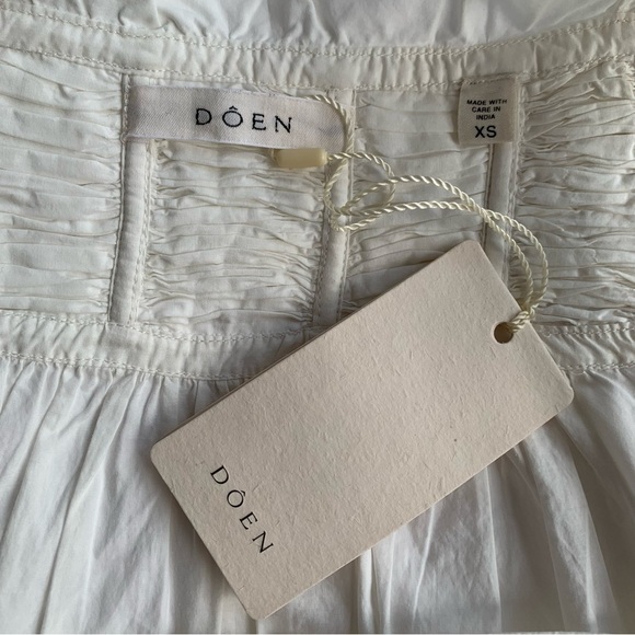 NWT Doen Lynette Cotton Poplin Ruffle Trim Baby Doll Mini Dress Salt - Picture 6 of 10